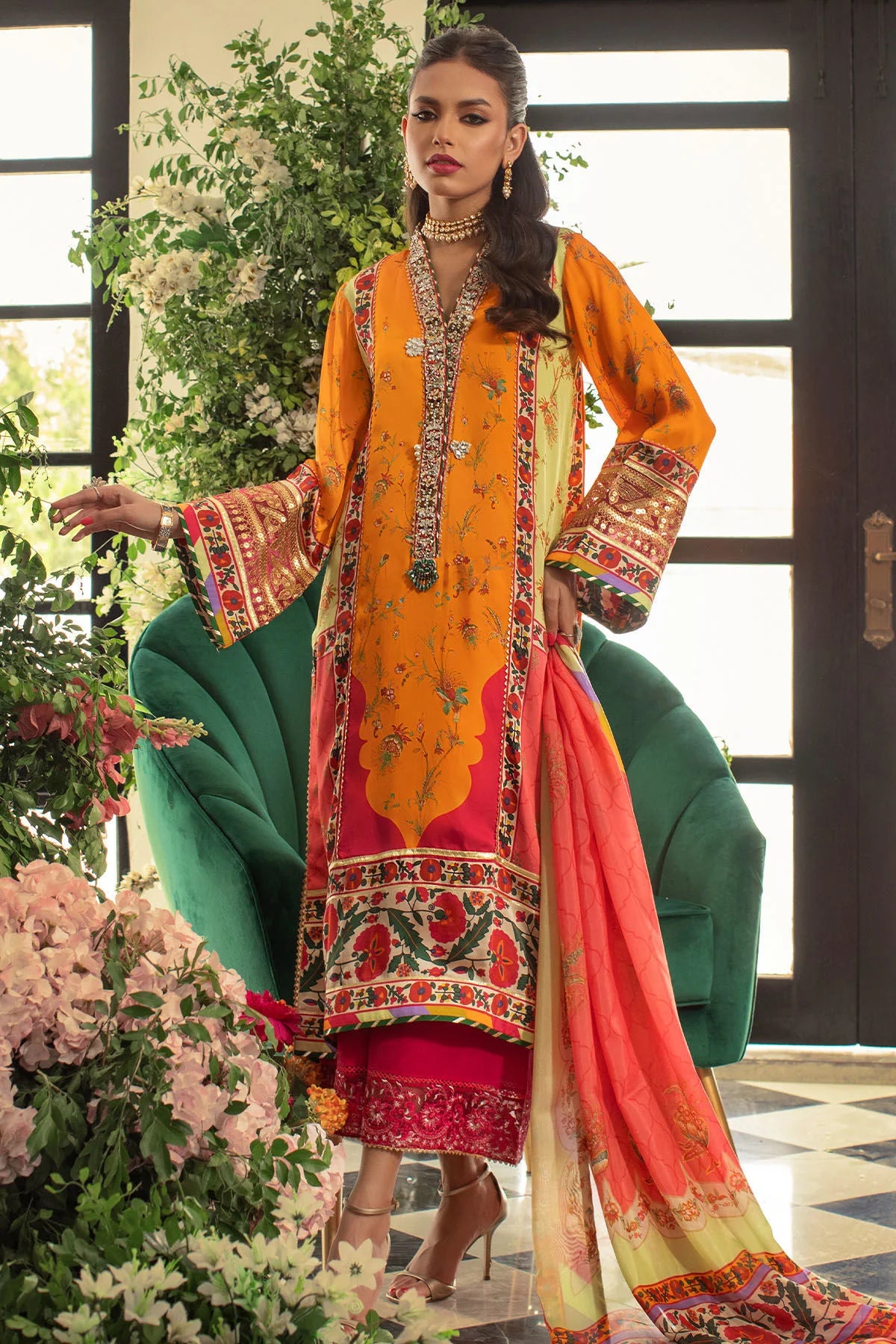 Annus Abrar Inspired Crepe Silk 3 Piece Dress