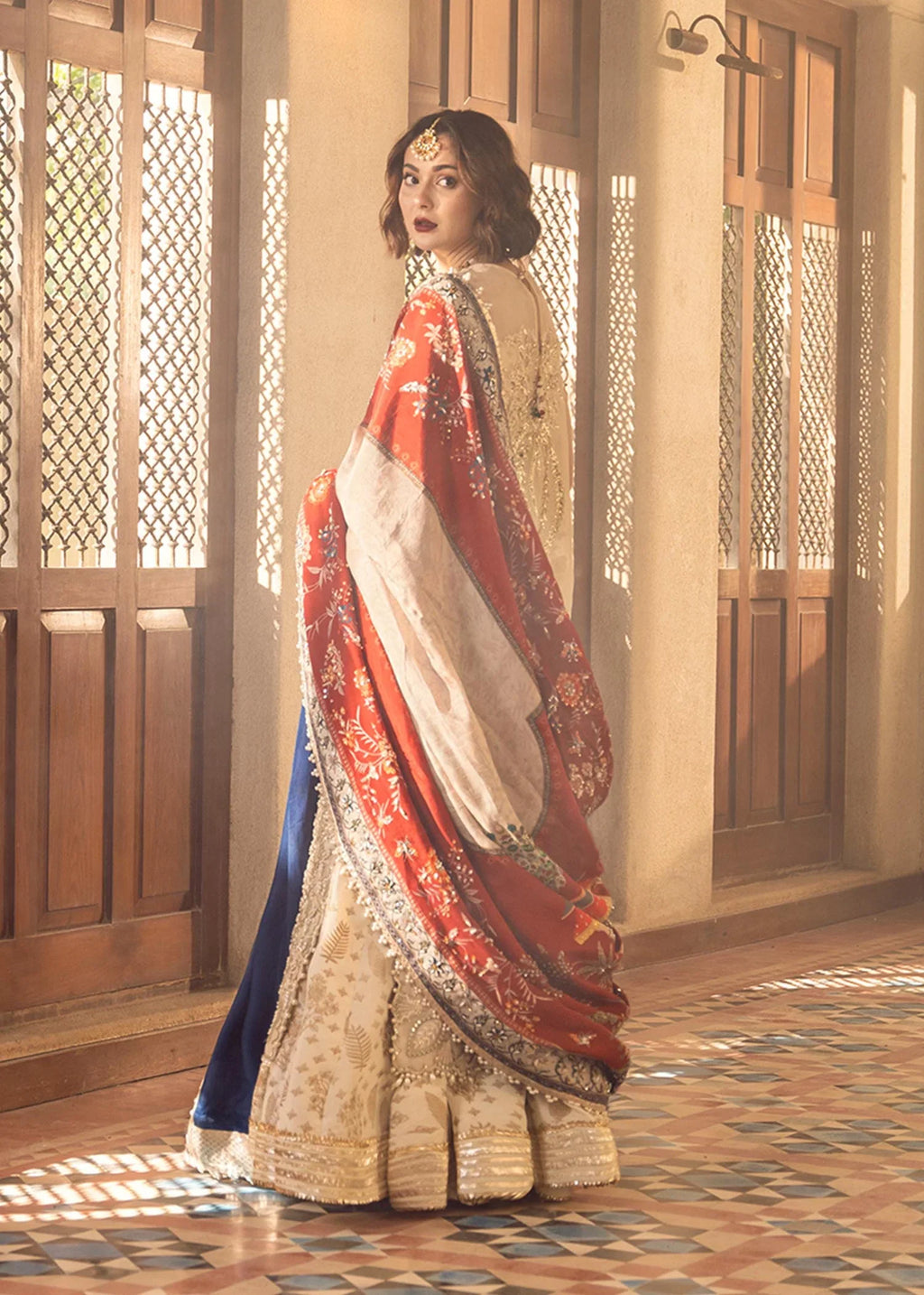 Crimson AIK JHALAK Embroidered & Hand Embellished Organza 3 Piece Dress