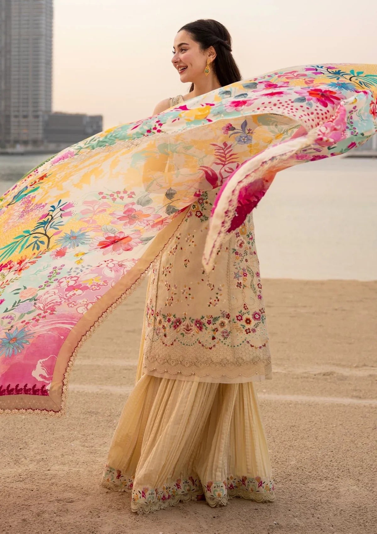 Faiza Saqlain Lawn Luxury Embroidered 3 Piece Dress