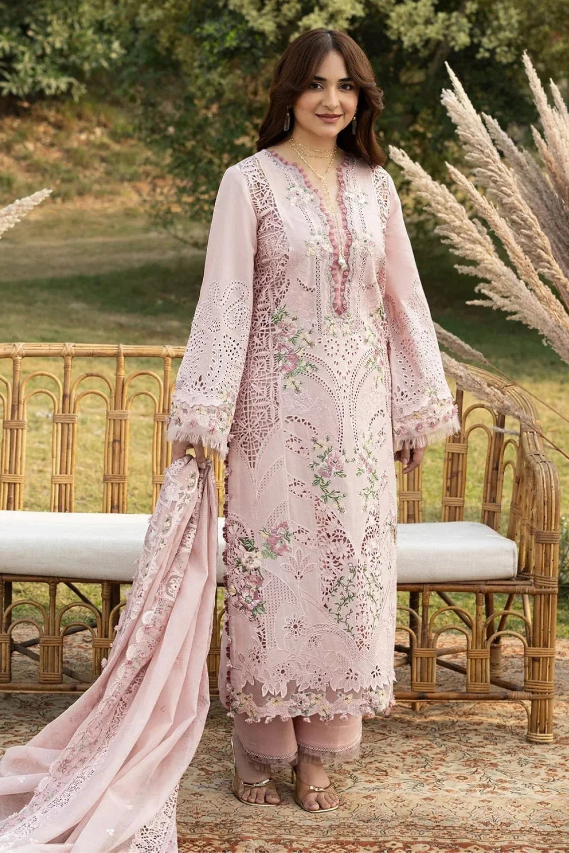 Elaf Lawn Luxury Embroidered 3 Piece Dress