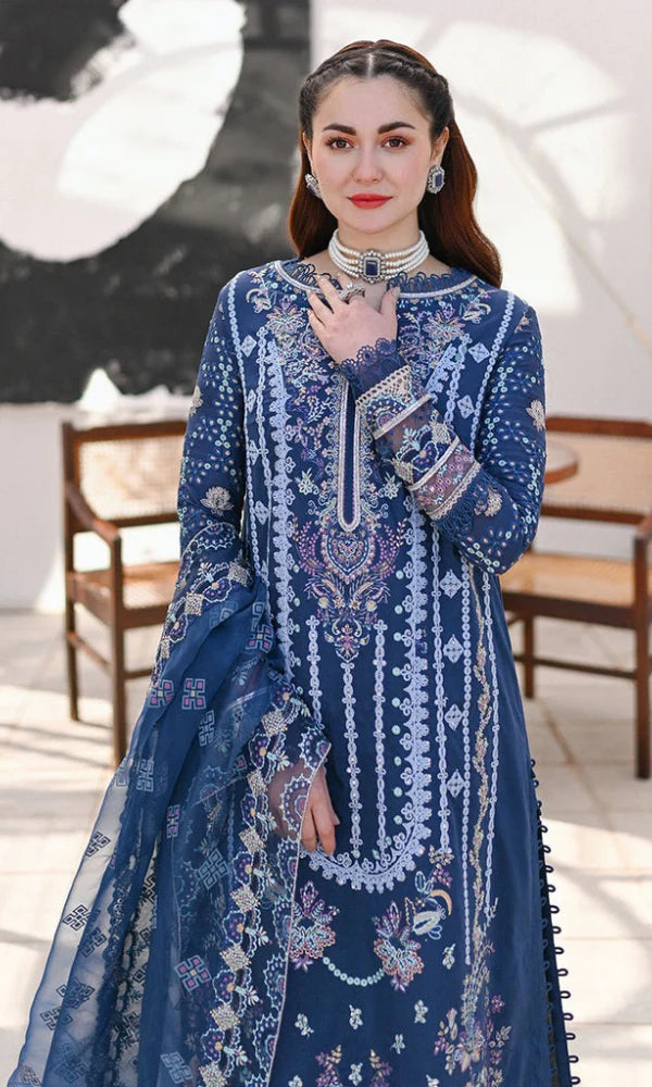 Qalamkar Inspired KIRAL Chikankari Luxury Embroidered Lawn 3 Piece - STITCHED M