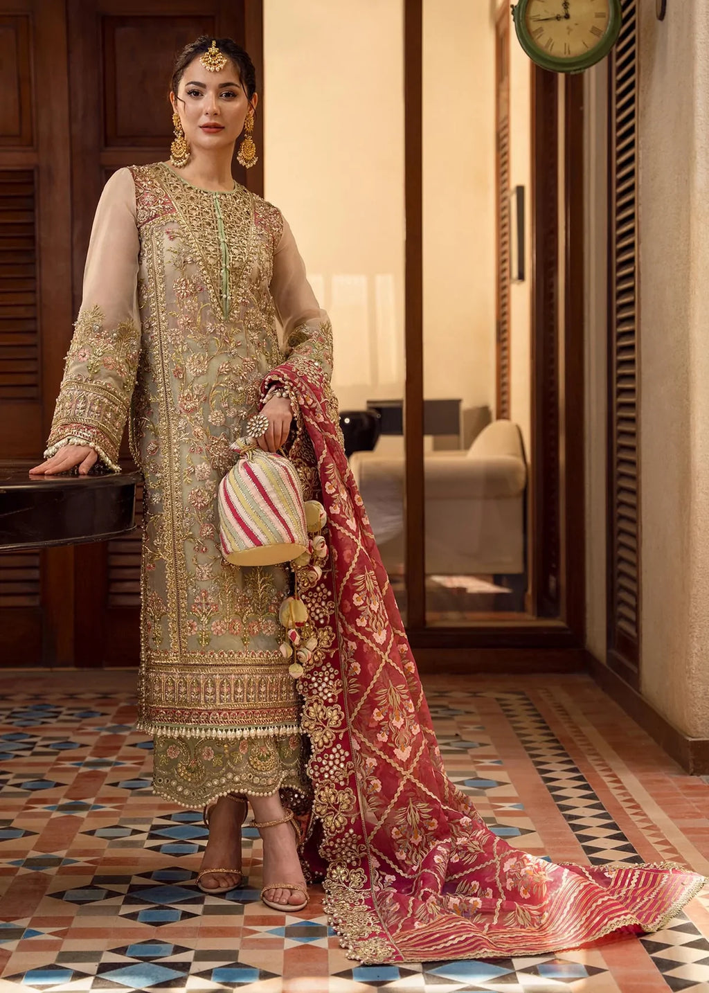 Crimson Aik Jhalak ARTISANAL ANECDOTES Organza 3 Piece Dress