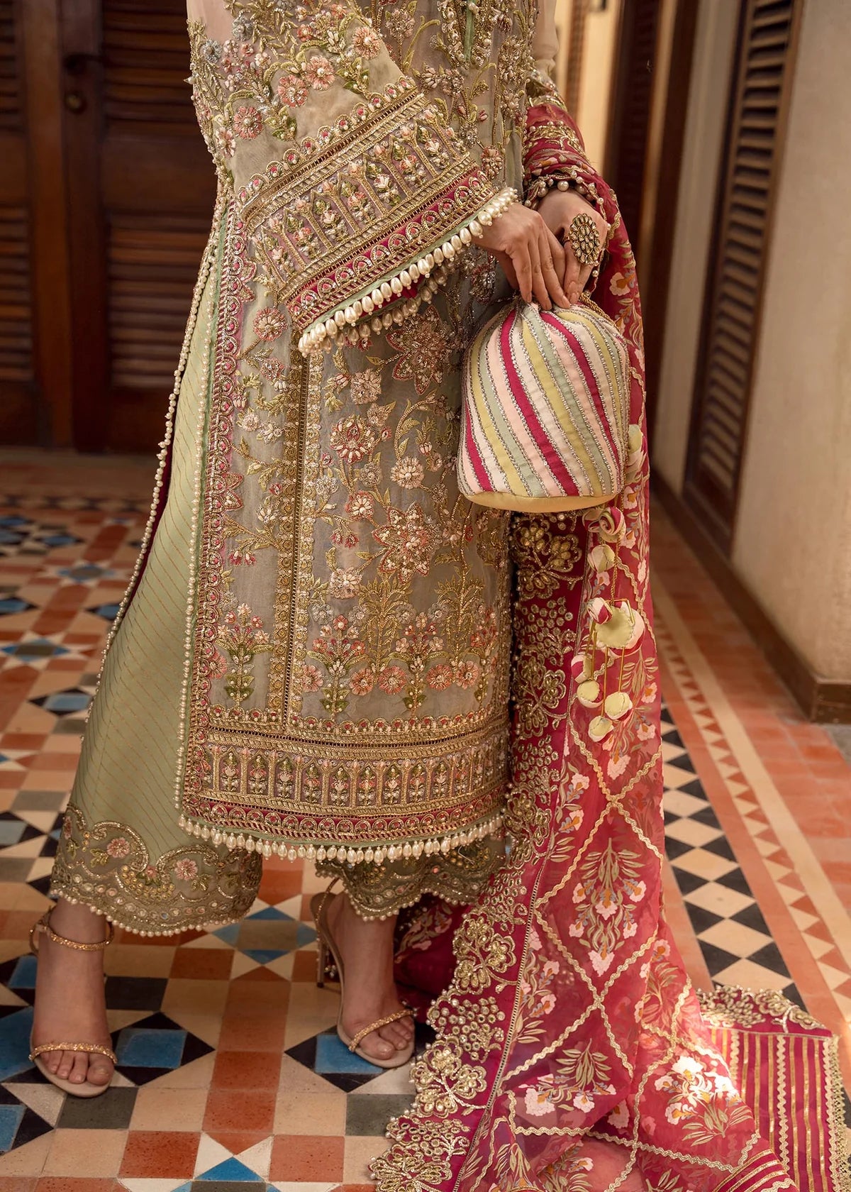 Crimson Aik Jhalak ARTISANAL ANECDOTES Organza 3 Piece Dress