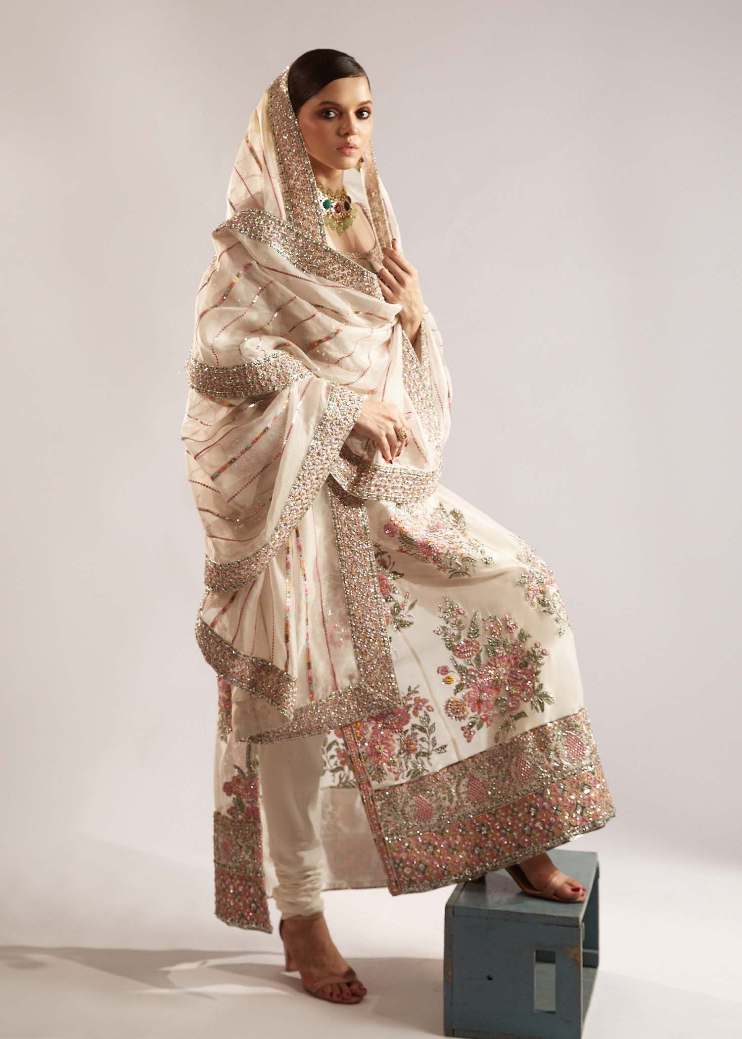 Hussain Rehar Organza 3 Pc Embroidered Dress