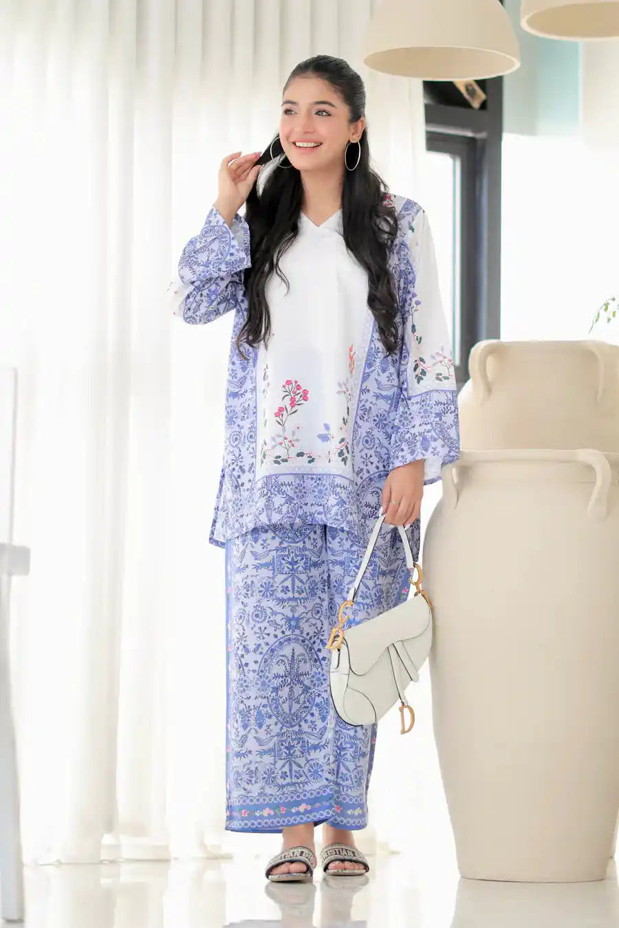 Original Stitched Factory Leftover Dhaga Digital Print Co Ord 2 Piece with Tags