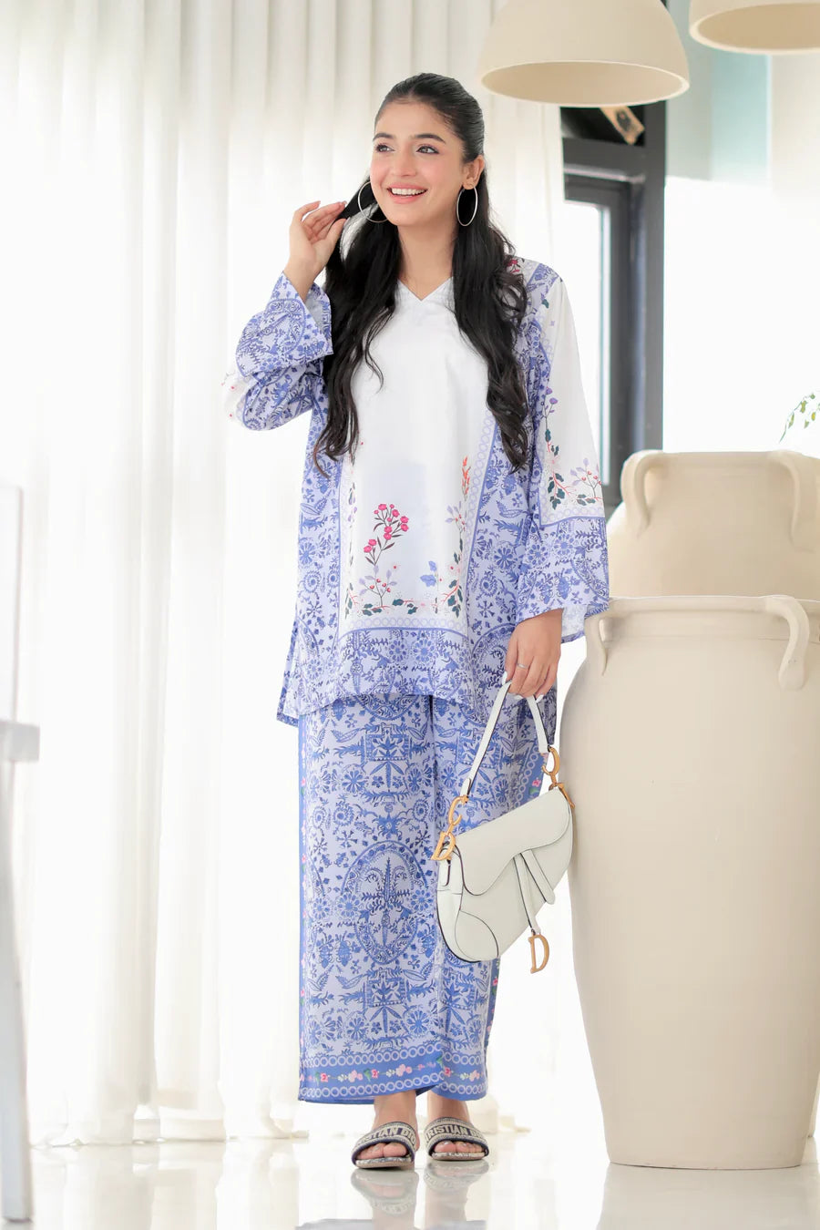 Original Stitched Factory Leftover Dhaga Digital Print Co Ord 2 Piece with Tags