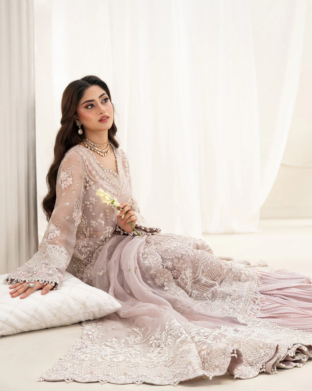 Faiza Saqlain Organza Hand Embellished & Embrodiered 3 Piece Dress