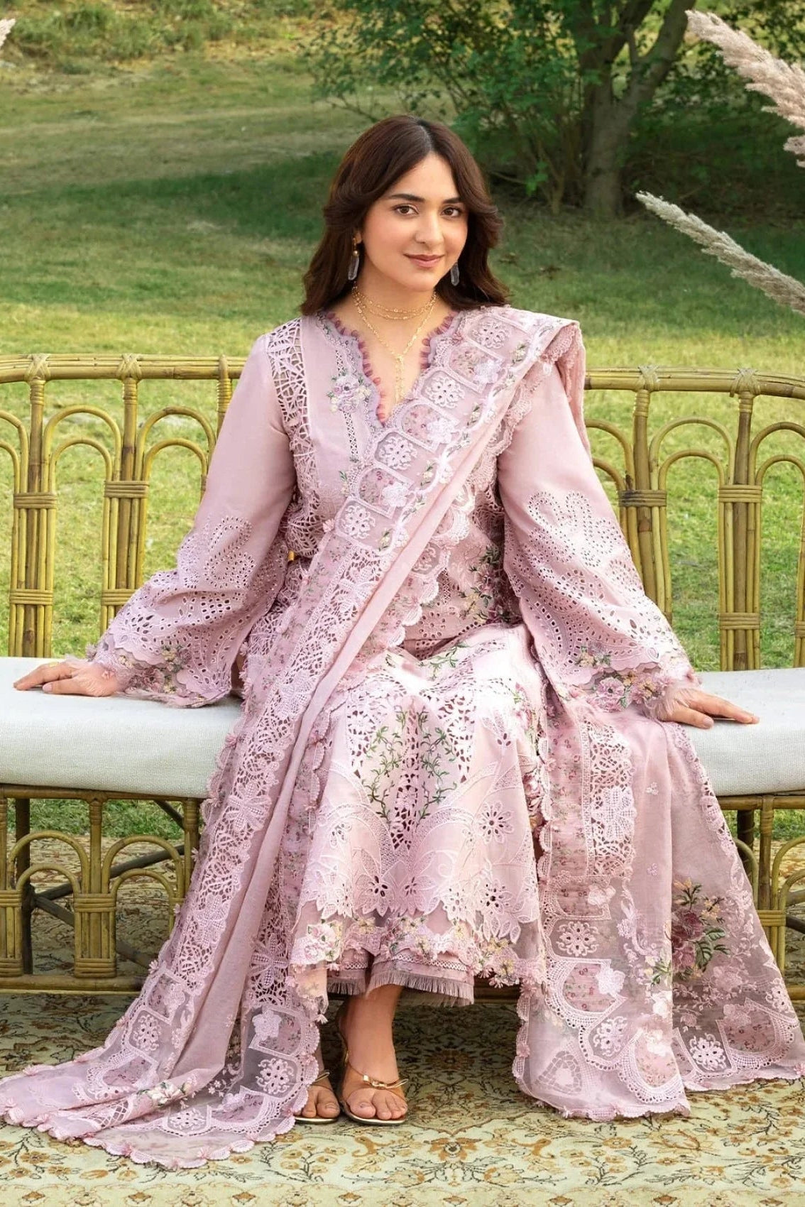 Elaf Lawn Luxury Embroidered 3 Piece Dress