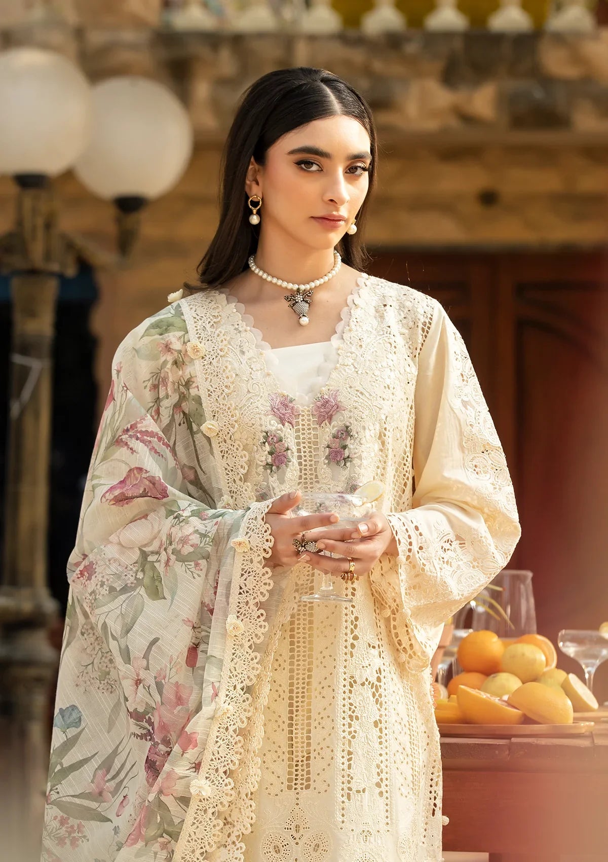 Elaf Lawn Embroidered & Printed 3 Piece Dress