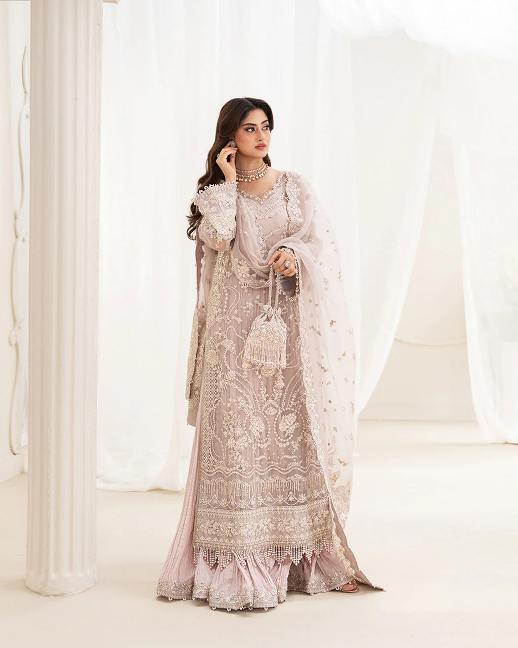 Faiza Saqlain Organza Hand Embellished & Embrodiered 3 Piece Dress
