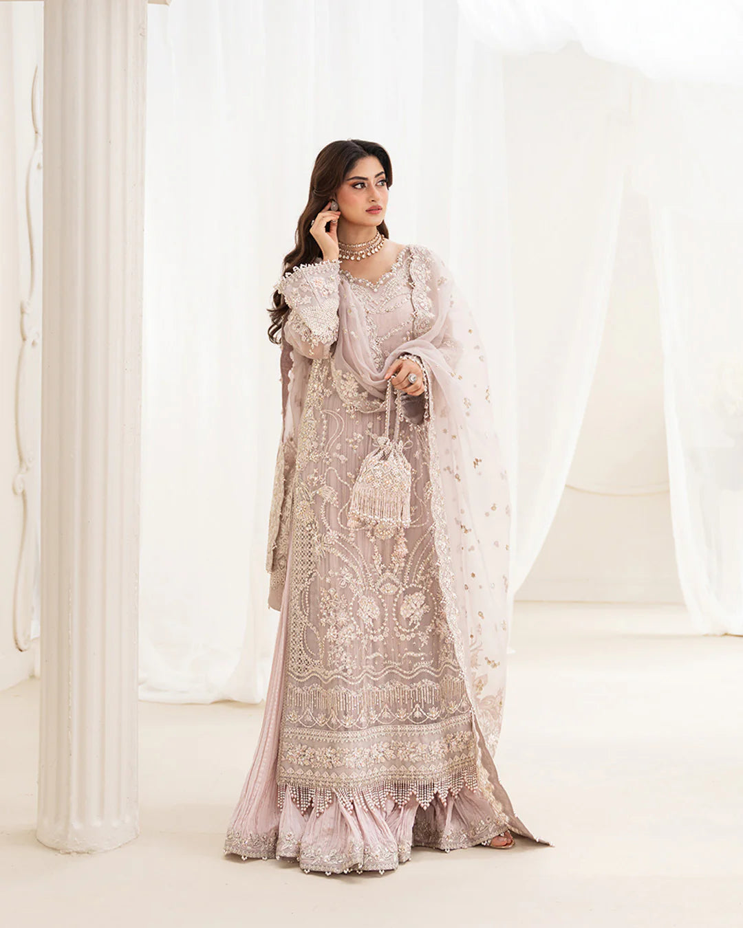 Faiza Saqlain Organza Hand Embellished & Embrodiered 3 Piece Dress