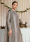 Hussain Rehar Raw Silk Embroidered 3Pc Dress
