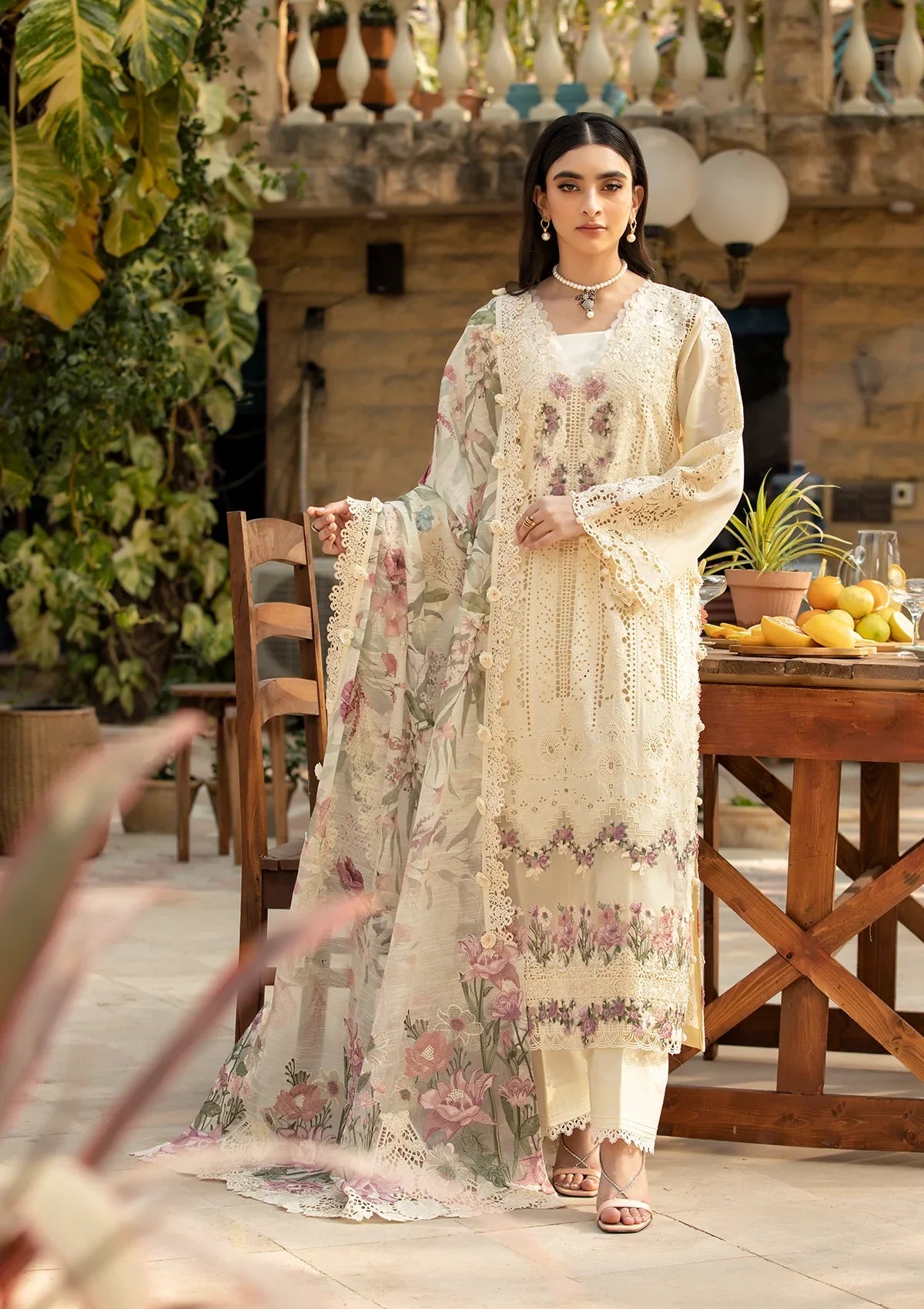 Elaf Lawn Embroidered & Printed 3 Piece Dress