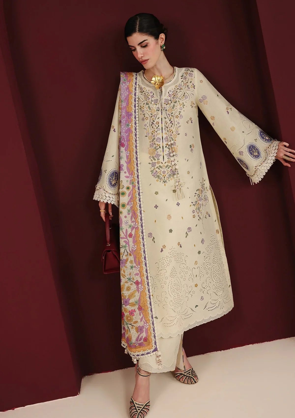Jazmin Lawn Luxury Embroidered 3 Piece Dress