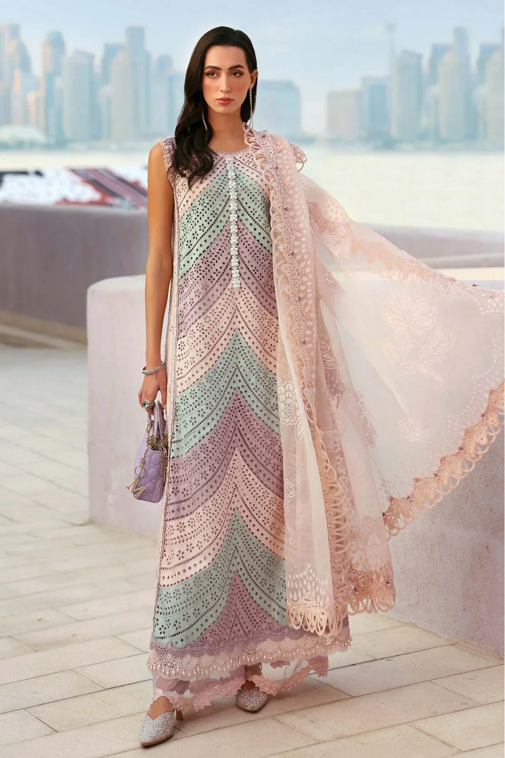 Maria B Inspired Swiss Lawn Chikankari Embroidered Luxury 3Pc