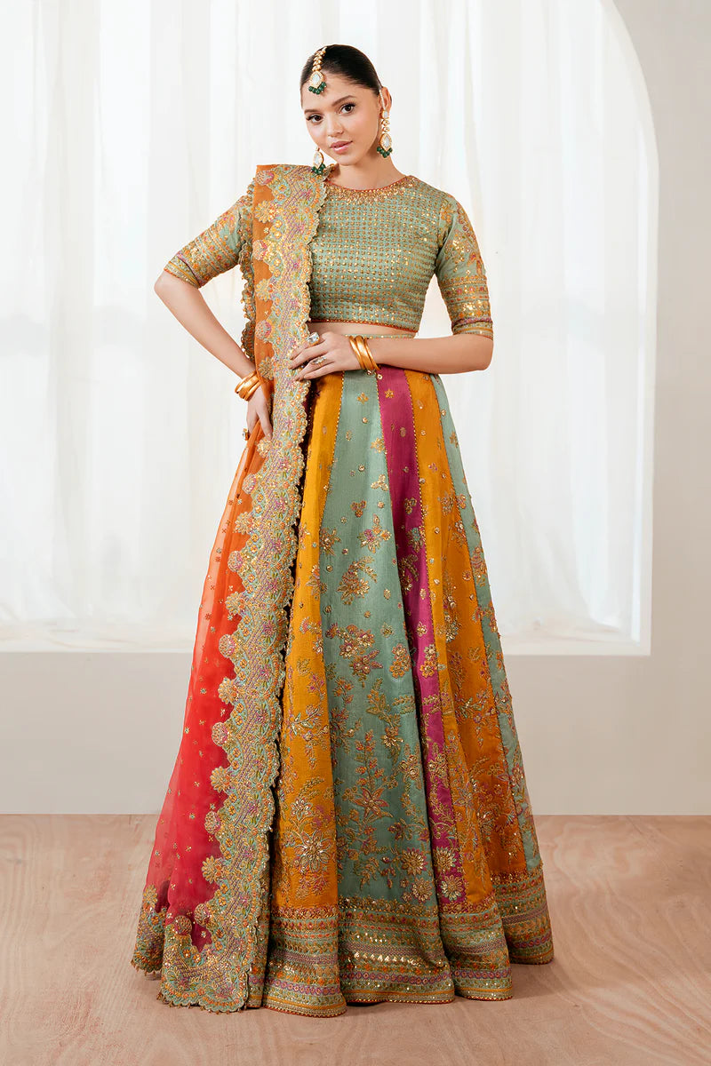Baroque Silk Embroidered Lehenga Choli with Free Purse