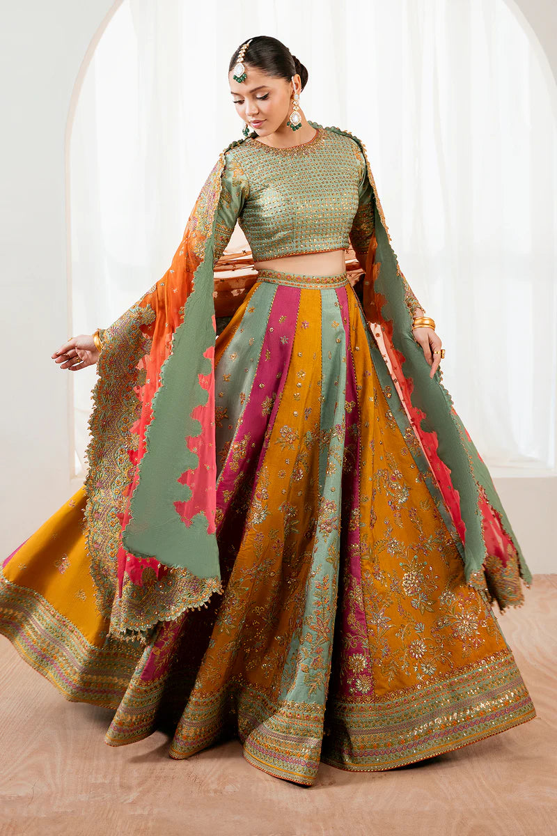 Baroque Silk Embroidered Lehenga Choli with Free Purse
