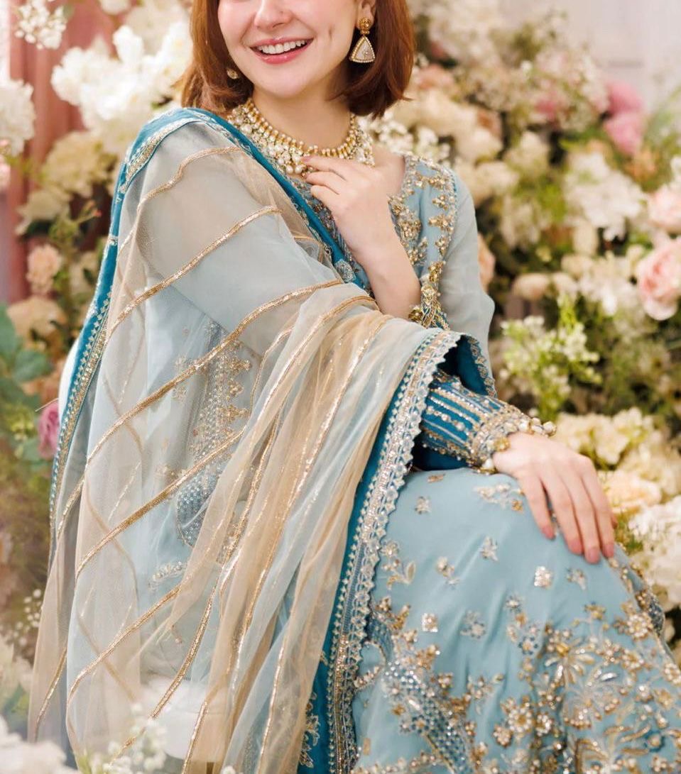 Charizma Chiffon Embroidered & Hand Embellished Semi Stitched 3 Piece Dress