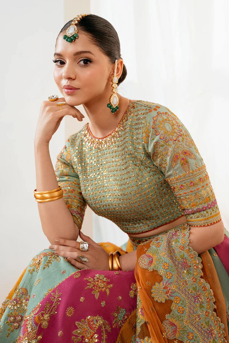 Baroque Silk Embroidered Lehenga Choli with Free Purse