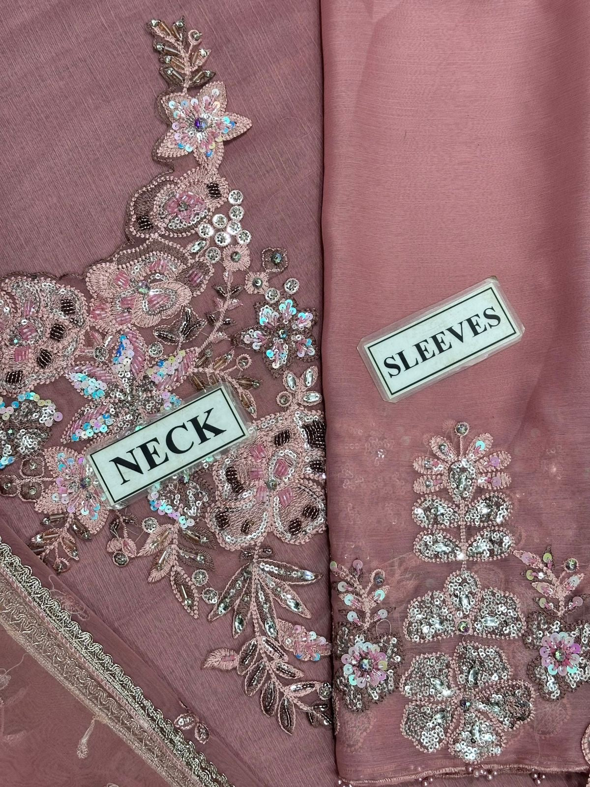 IZNIK inspired CHIFFON HAND EMBELLISHED & EMBROIDERED 3 PIECE DRESS