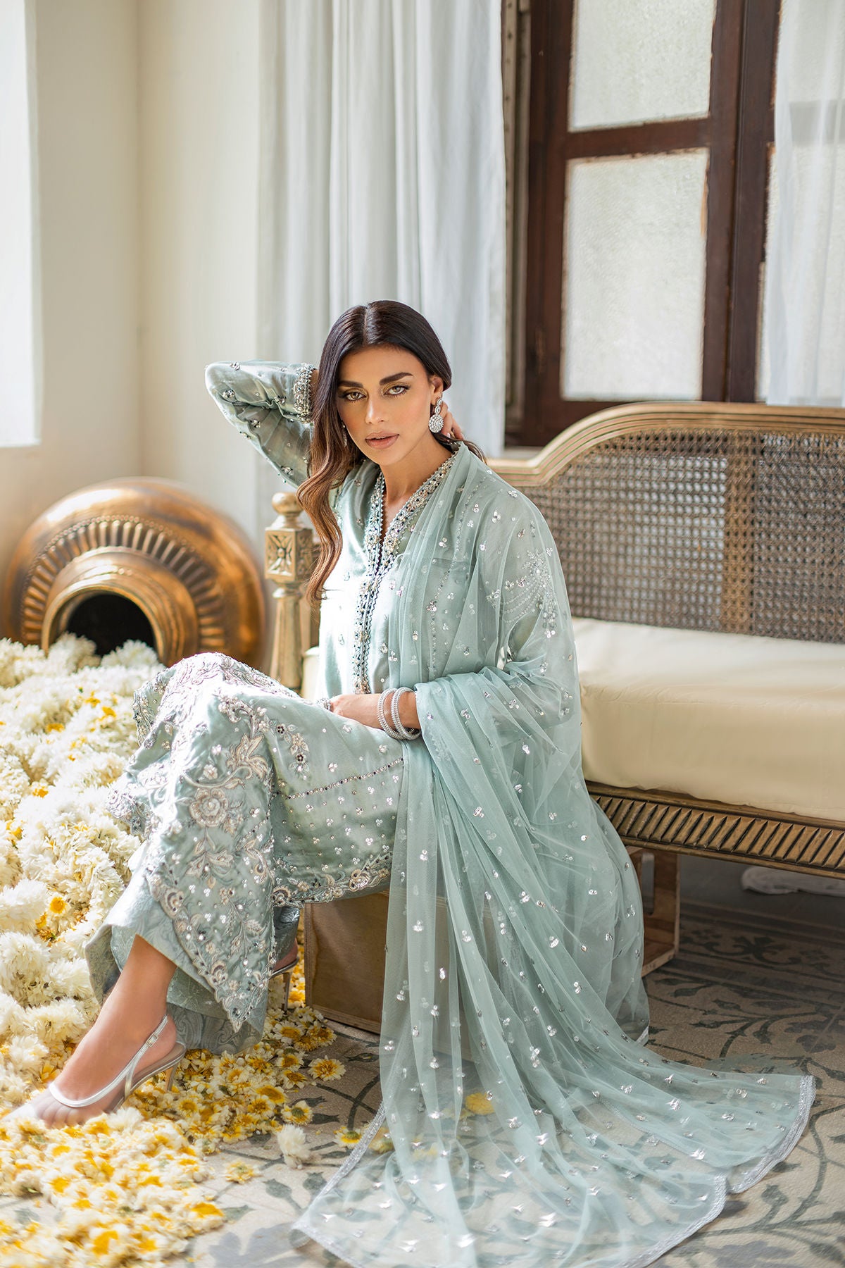 Annus Abrar Pure Sheesha Silk Hand Made Adda Work & Hand Embroidered 3 Piece Dress
