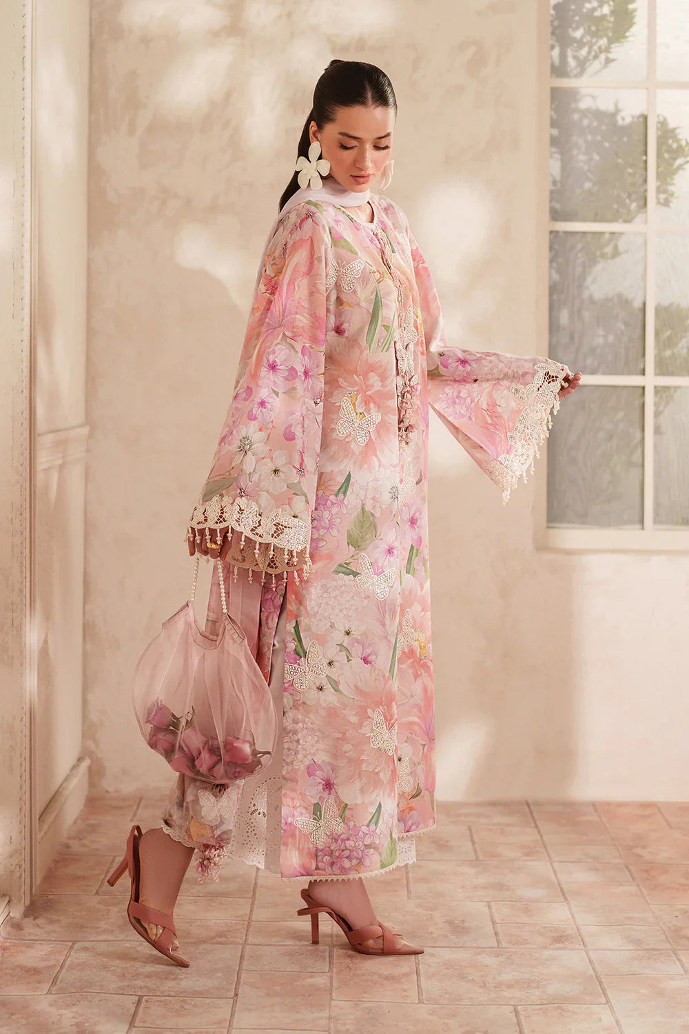 Baroque Inspired Swiss Lawn Embroidered & Printed 3 Piece Dress