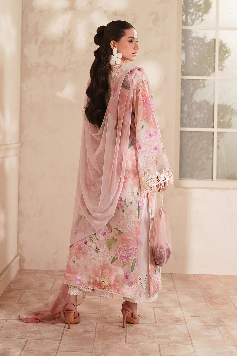 Baroque Inspired Swiss Lawn Embroidered & Printed 3 Piece Dress
