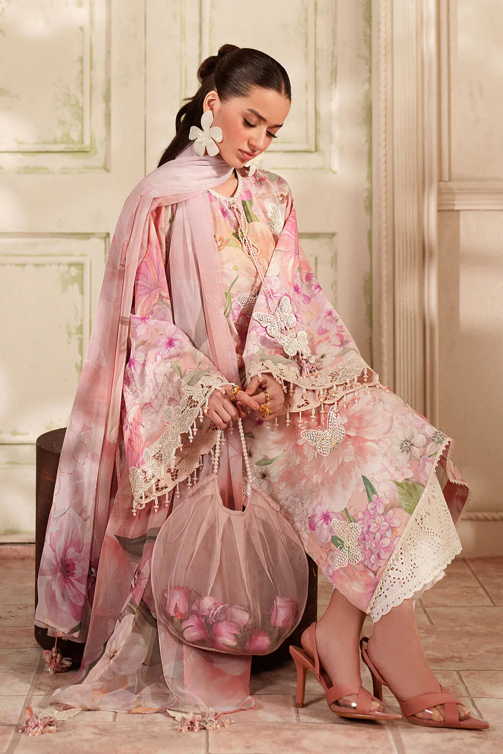 Baroque Inspired Swiss Lawn Embroidered & Printed 3 Piece Dress
