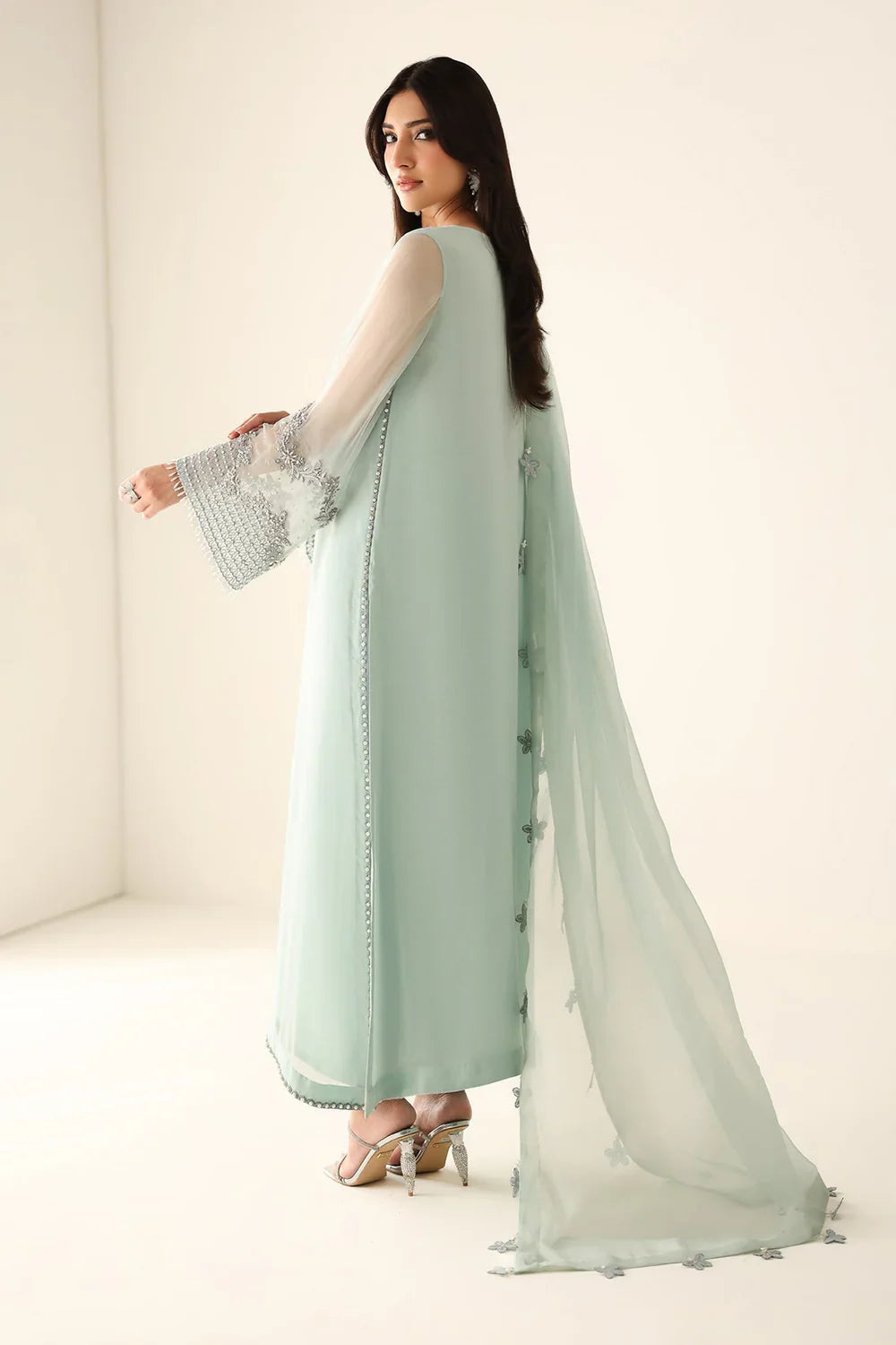 Baroque Inspired Chiffon Embroidered & Hand Embellished 3 PC with GIFT