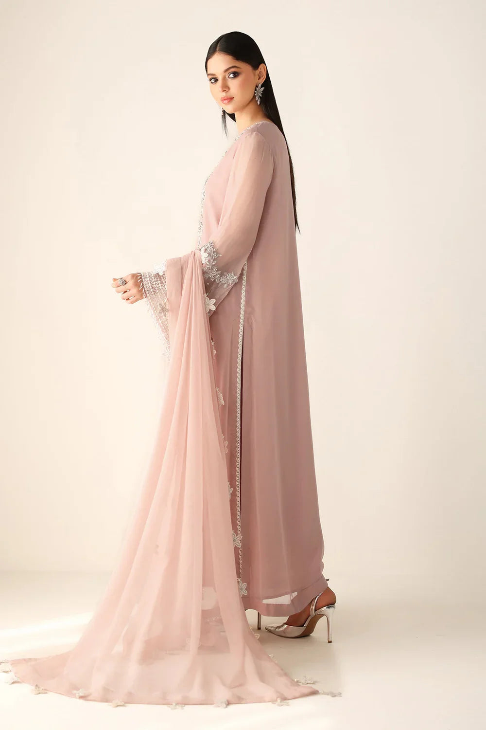 Baroque Inspired Chiffon Embroidered & Hand Embellished 3 PC with GIFT