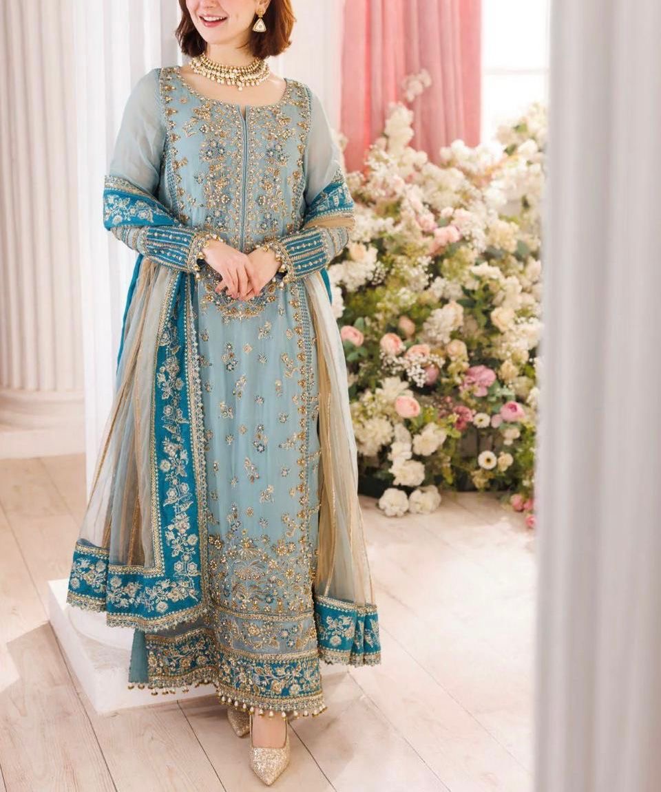 Charizma Chiffon Embroidered & Hand Embellished Semi Stitched 3 Piece Dress