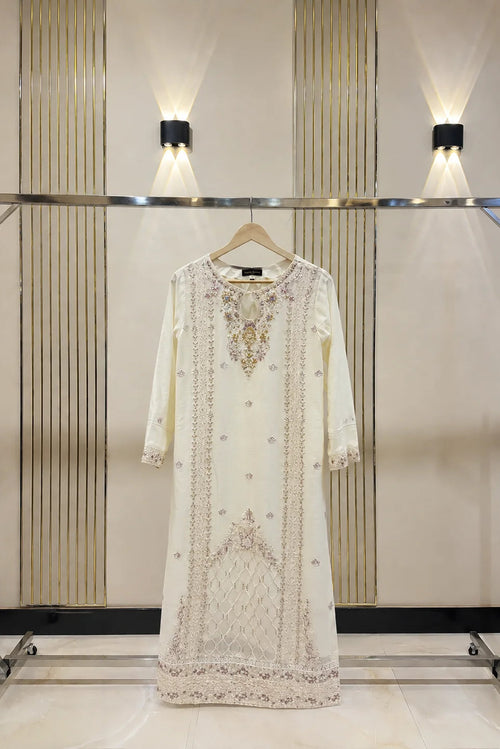 18 Stitched Agha Noor Hand Embellished & Embroidered 2 Piece Dress