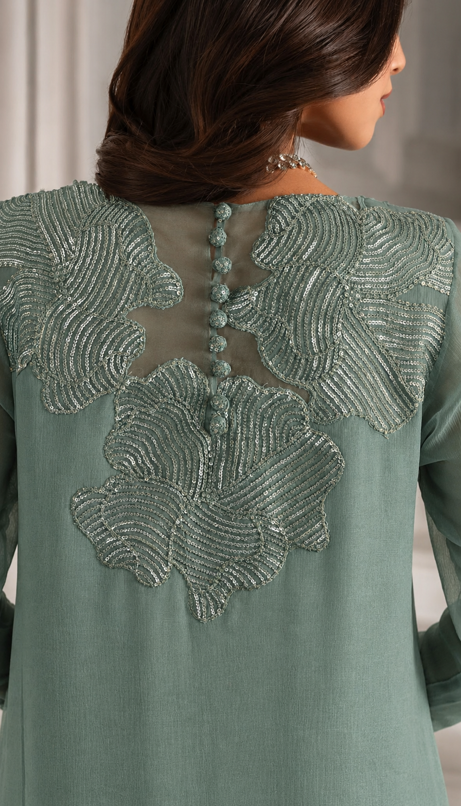 Iznik inspired Hand Embellished & Embroidered 3 Piece Dress