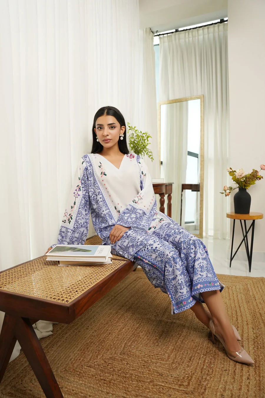 Original Stitched Factory Leftover Dhaga Digital Print Co Ord 2 Piece with Tags