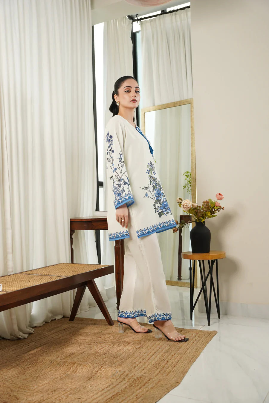 Original Factory Leftover Dhaga Digital Print Co Ord 2 Piece - Stitched Amelia