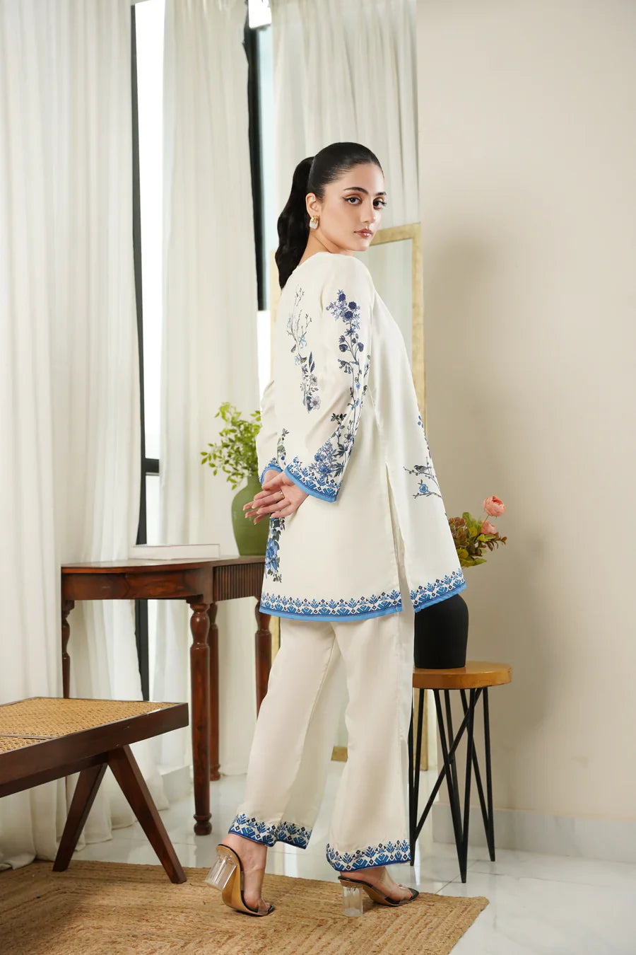 Original Factory Leftover Dhaga Digital Print Co Ord 2 Piece - Stitched Amelia