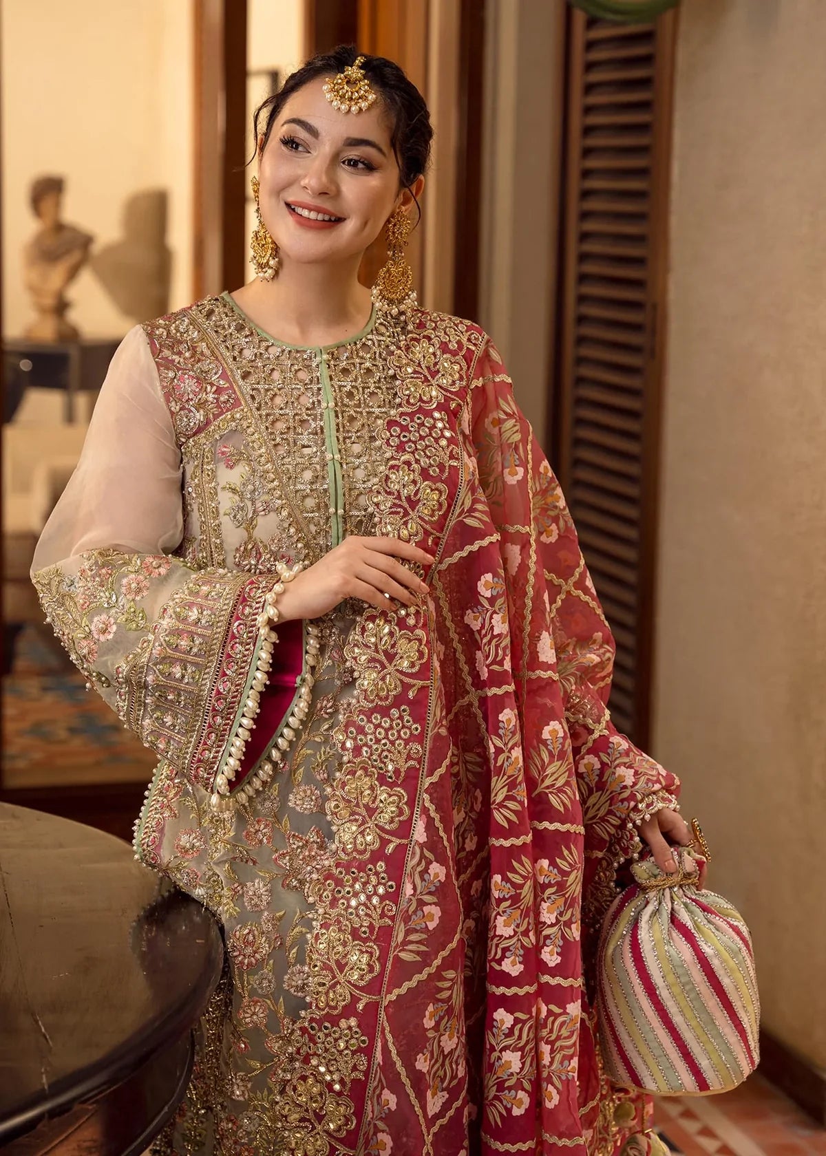 Crimson Aik Jhalak ARTISANAL ANECDOTES Organza 3 Piece Dress