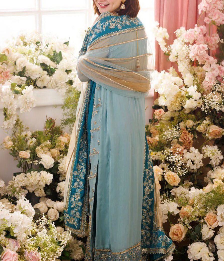 Charizma Chiffon Embroidered & Hand Embellished Semi Stitched 3 Piece Dress