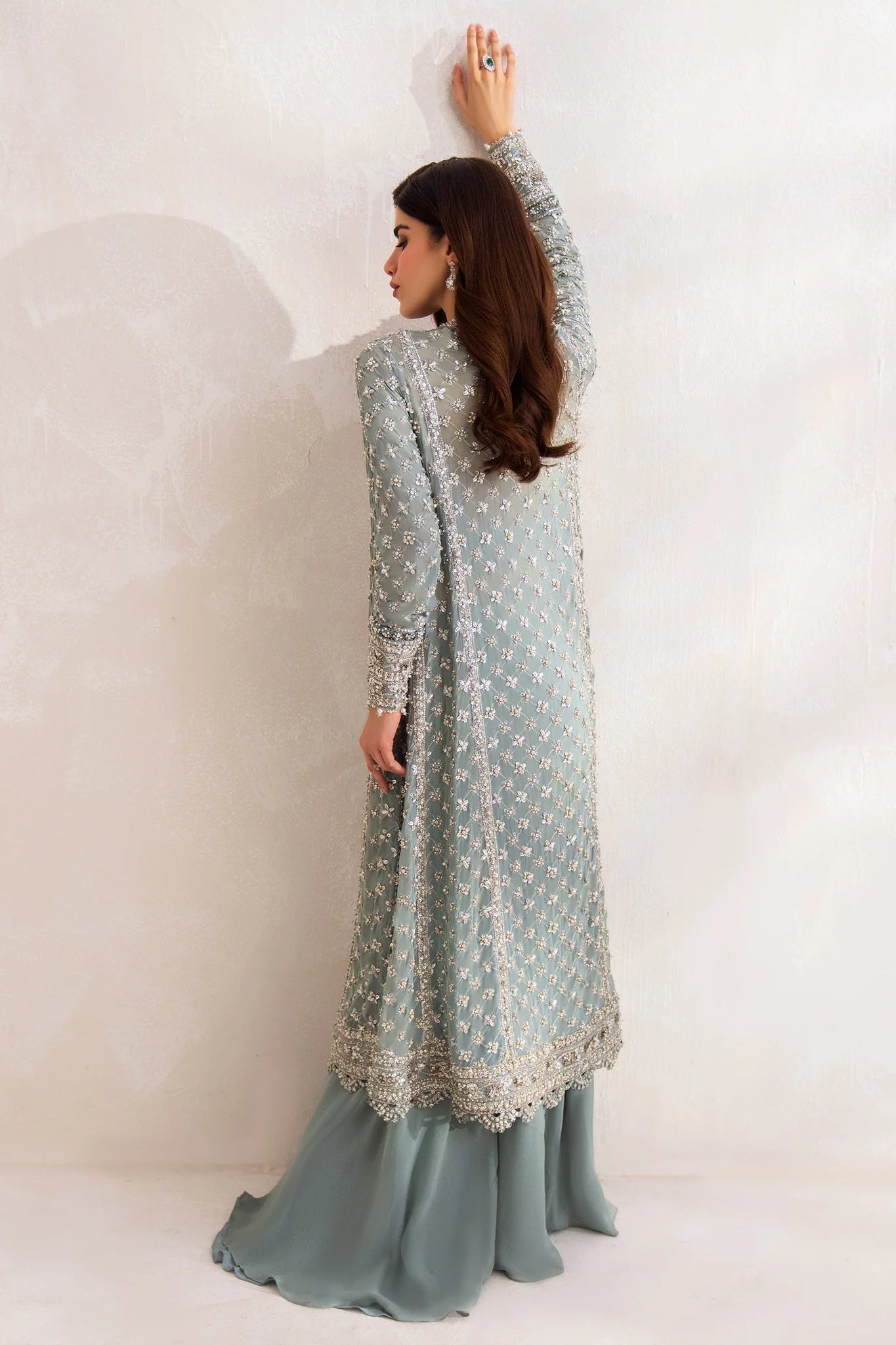 Elan Exclusive Chiffon Hand Embellished & Embroidered 3 Piece Dress