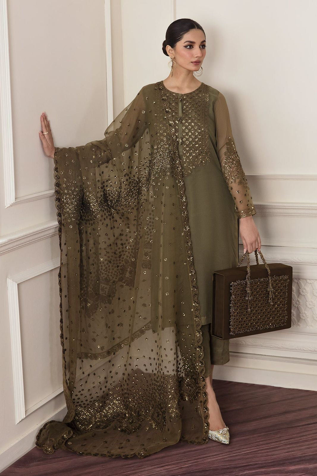 Baroque Chiffon Soft Silk Embroidered 3 Pc