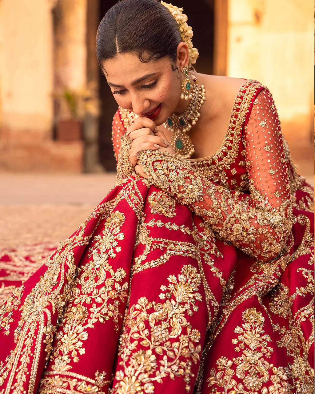 Faiza Saqlain Inspired Raw Silk Hand Embellished & Embroidered Maxi 1 AVAILABLE ONLY