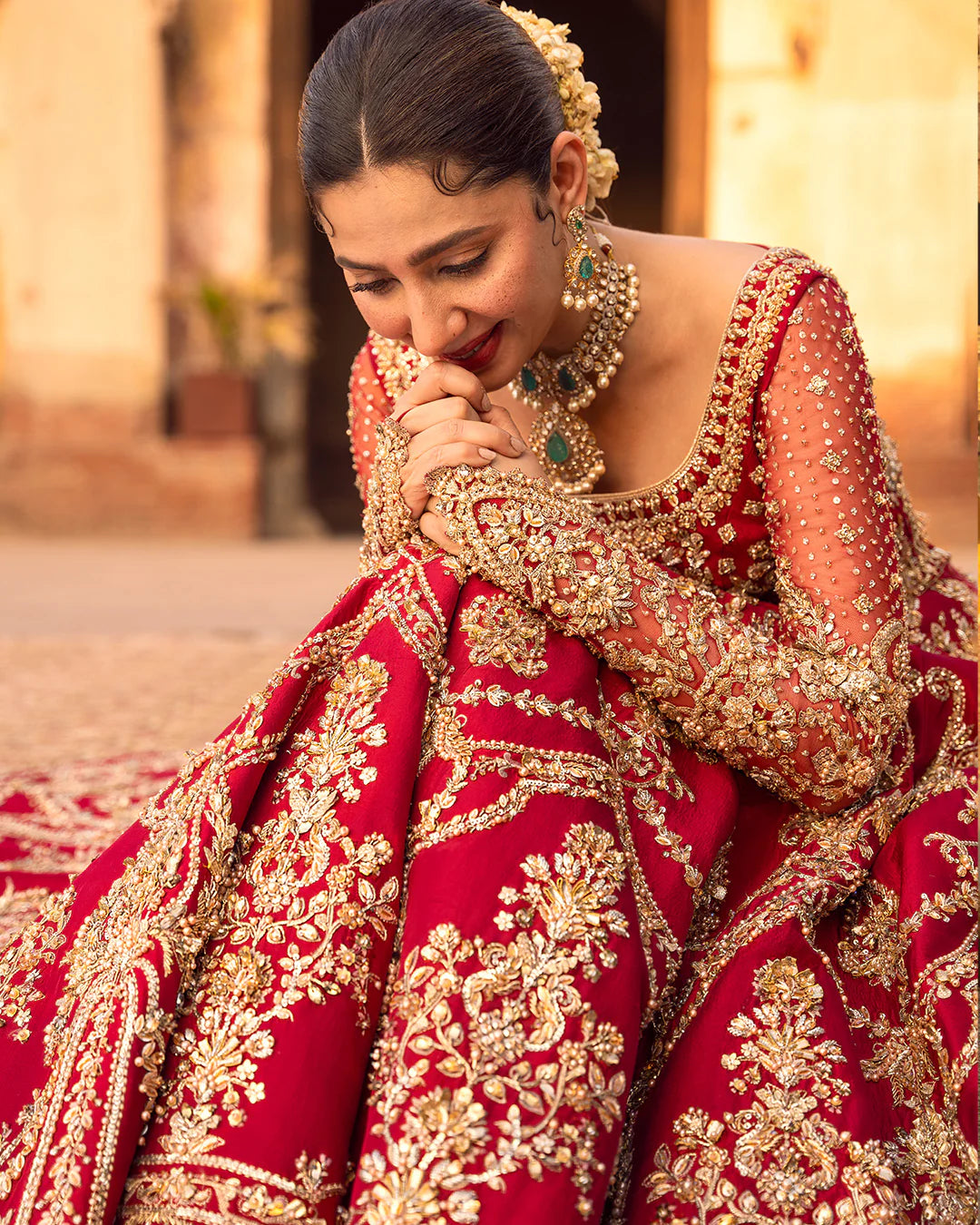 Faiza Saqlain Inspired Raw Silk Hand Embellished & Embroidered Maxi 1 AVAILABLE ONLY
