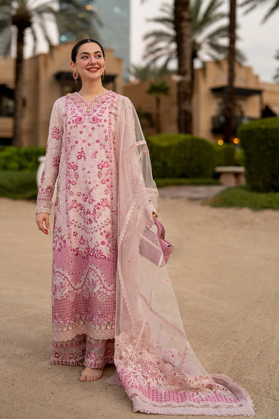 Faiza Saqlain Lawn Luxury Chikankari Embroidered & Digital Print 3 Piece Dress