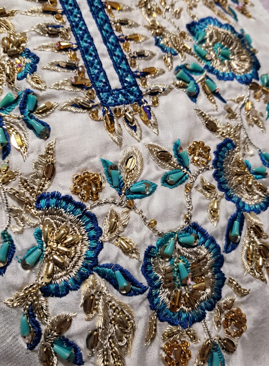 Alizey Saad Raw Silk Hand Embellished 3 Piece Dress