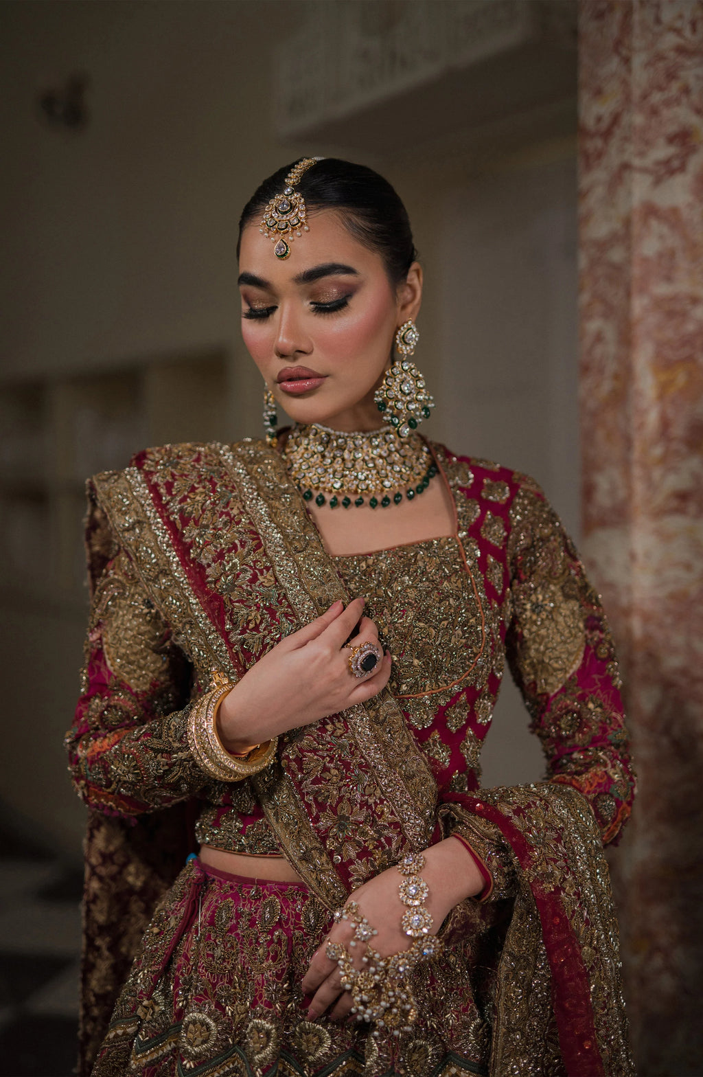 HSY Raw Silk Hand Made & Embroidered Maxi