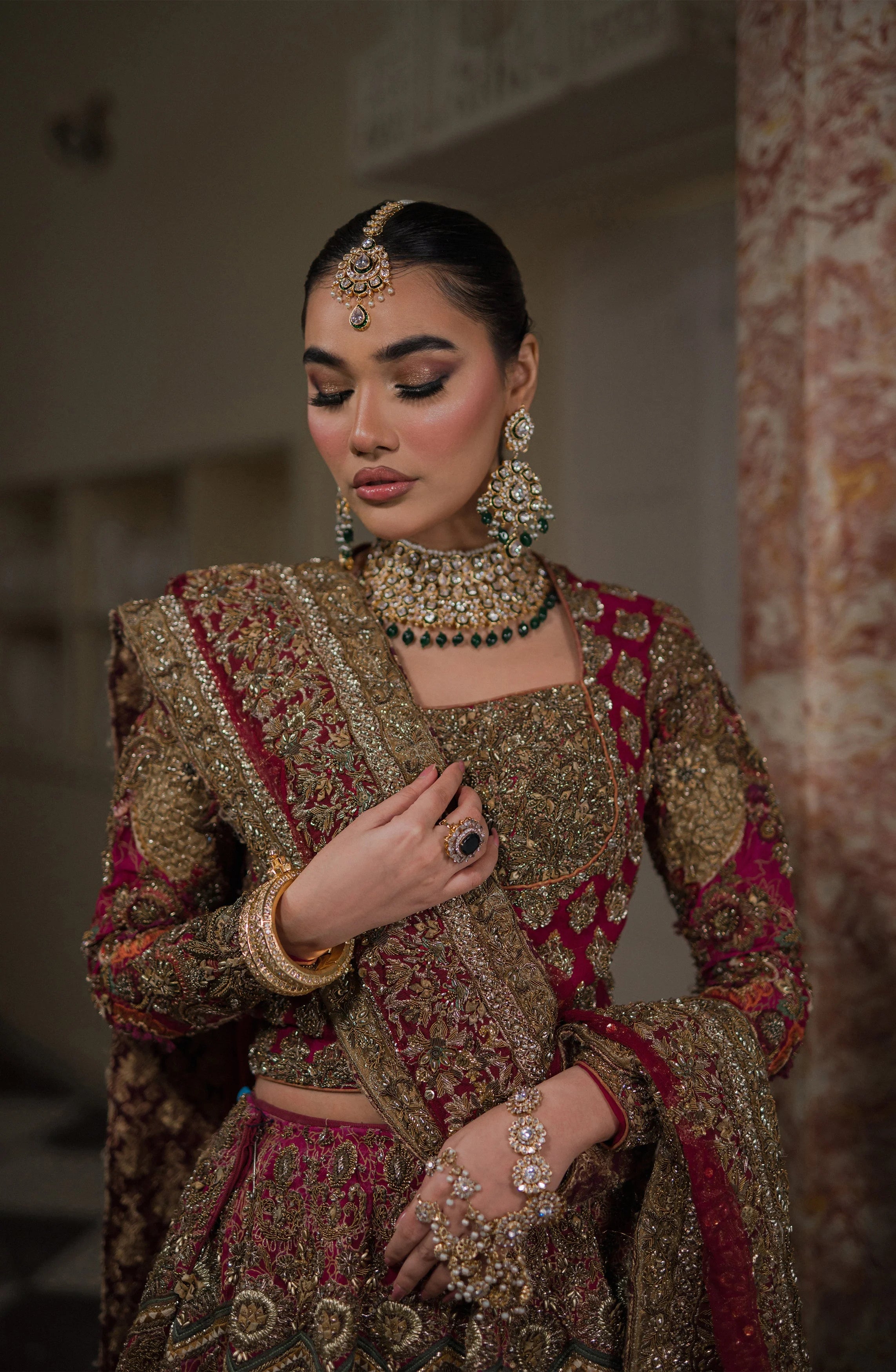 HSY Raw Silk Hand Made & Embroidered Maxi