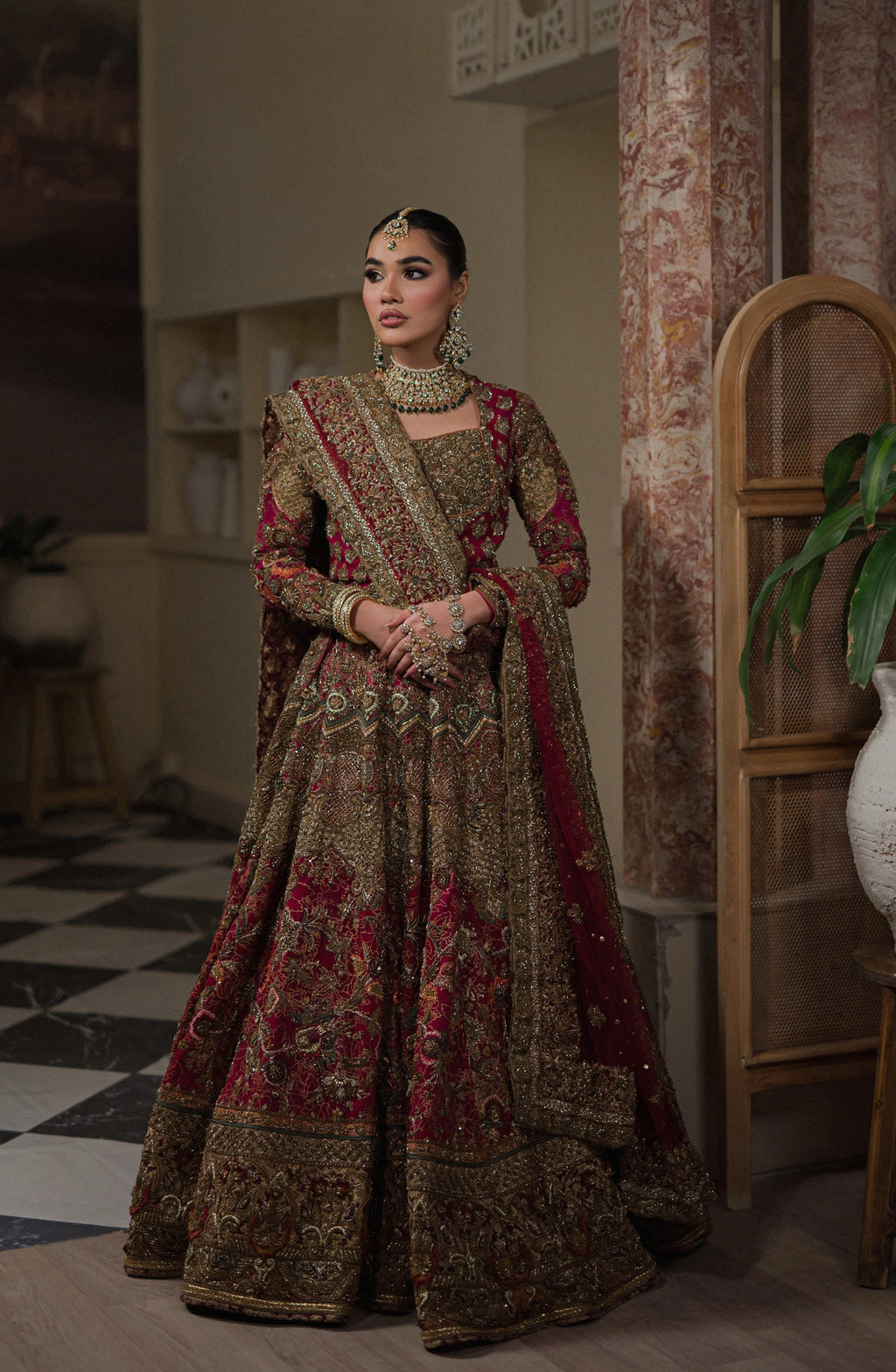 HSY Raw Silk Hand Made & Embroidered Maxi