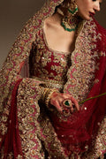 Hussain Rehar Inspired Bridal Baraat Net Hand Embellished & Embroidered Maxi Dark Hot Pink