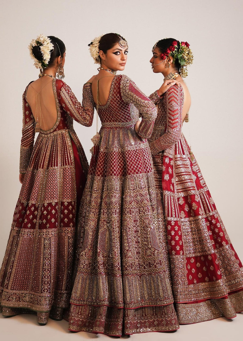 Hussain Rehar Inspired Bridal Organza Hand Embellished & Embroidered Maxi