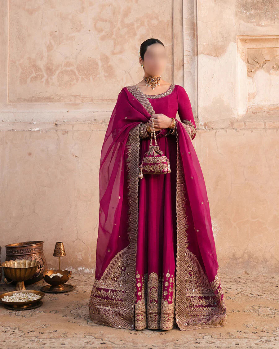 Faiza Saqlain Chiffon Embroidered Maxi with Free Clutch